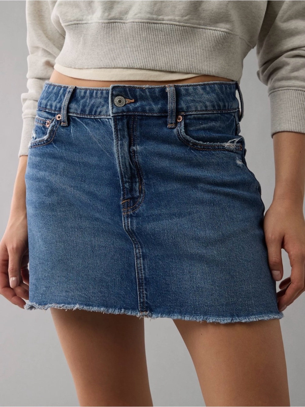 AE Stretch High-Waisted Perfect Denim Mini Skirt